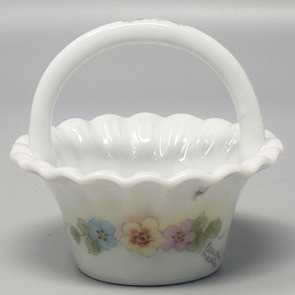 Vintage Hand-Painted Porcelain Basket